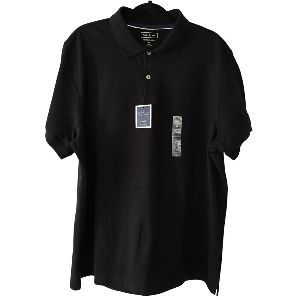 Club Room Pique Polo Stretch Black Cotton Blend New With Tags ($39.50) Men XL